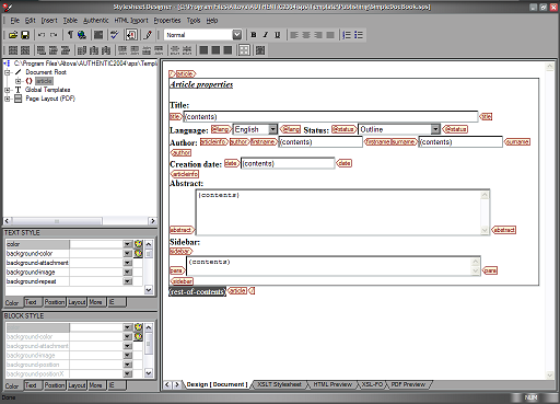 Stylesheet Designer screenshot
